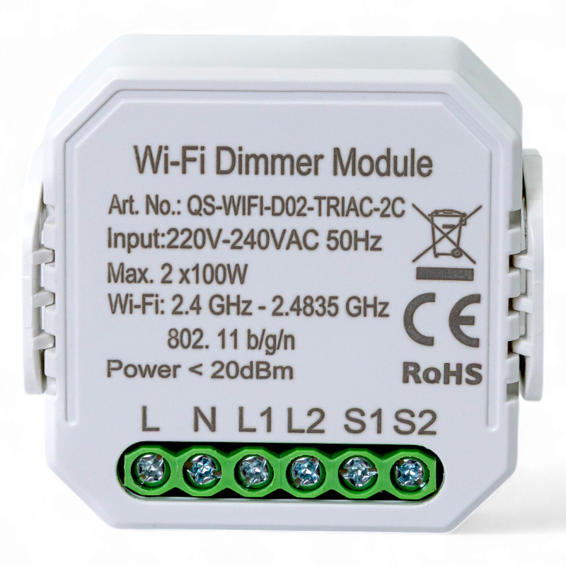 436421 Розумний вимикач - регулятор Tervix Pro Line WiFi Dimmer (2 клавіші)