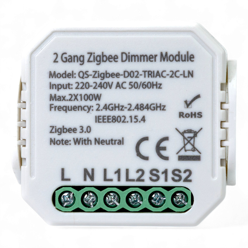 436121 Розумний вимикач - регулятор Tervix Pro Line ZigBee Dimmer (2 клавіші)