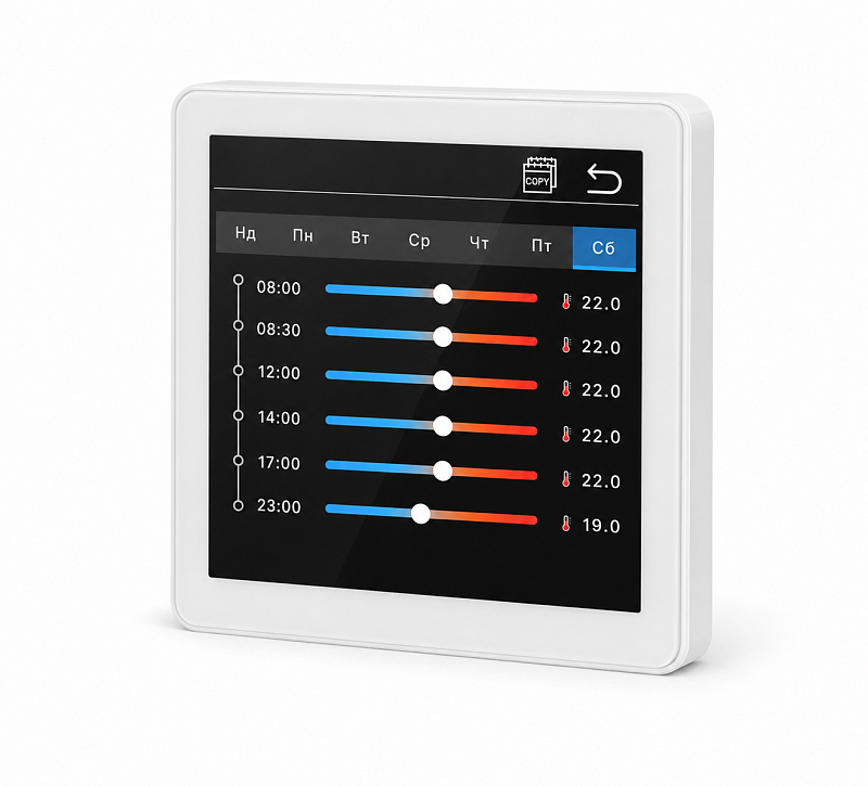 114351 Кімнатний сенсорний термостат з WiFi управлінням Tervix Pro Line WiFi TouchScren Thermostat (котел), біла рамка